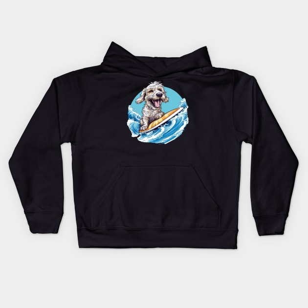 Surfing Doggie Kids Hoodie by shipwrecked2020